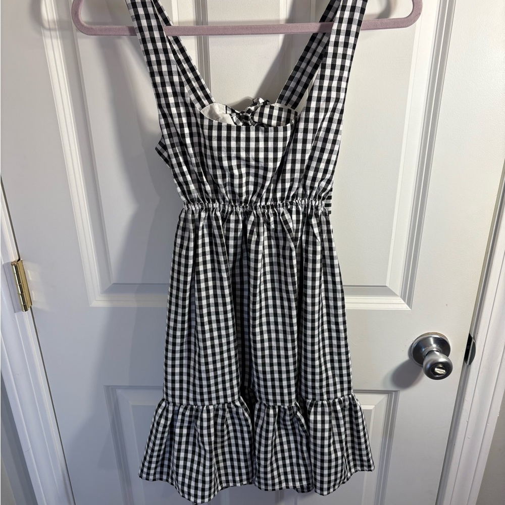 New Ava + Esme Womans Sz Small Black White Gingham Summer cottagecore